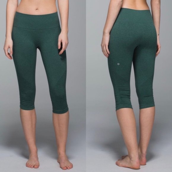 lululemon athletica Pants - LULULEMON In The Flow Crop II Heathered Forest SS9